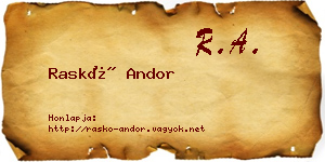 Raskó Andor névjegykártya